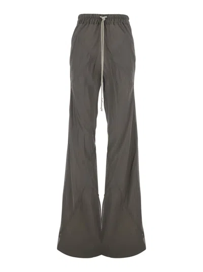 Rick Owens Bias Grey Trousers With Elastic Waist With Drawstring In Silk And Fabric Blend Woman In Gray