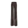 Rick Owens Wide-leg Trousers With Ribbed Waistband In Brown