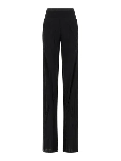 Rick Owens Bias Trousers Elastic Ribbed Waist Detailing In Black