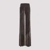 Rick Owens Wide-leg Trousers With Ribbed Waistband In Brown