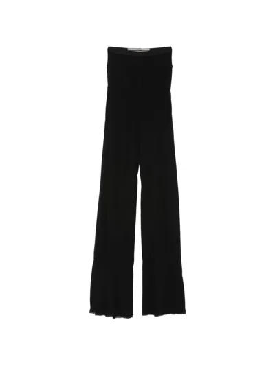 Rick Owens Bias Ribbed Palazzo Pants In Black