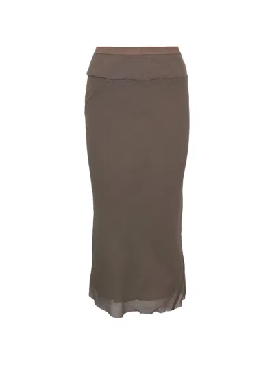 Rick Owens Bias Ribbed-waist Midi Skirt In Multi