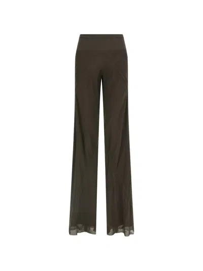 Rick Owens Wide Leg Trousers Bias Cut Seam Detailing In Brown