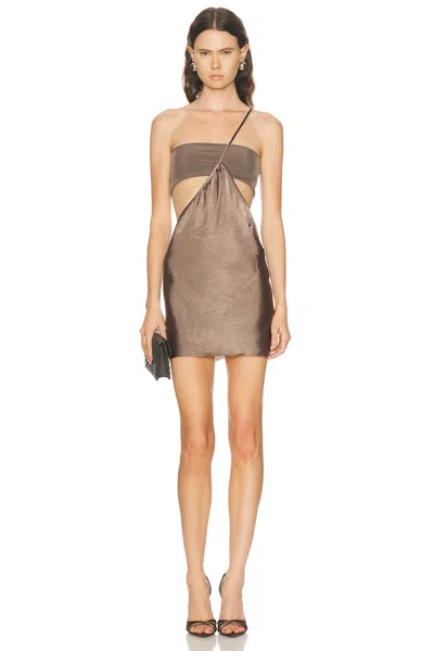 Rick Owens Bias Strap Mini Dress In Brown