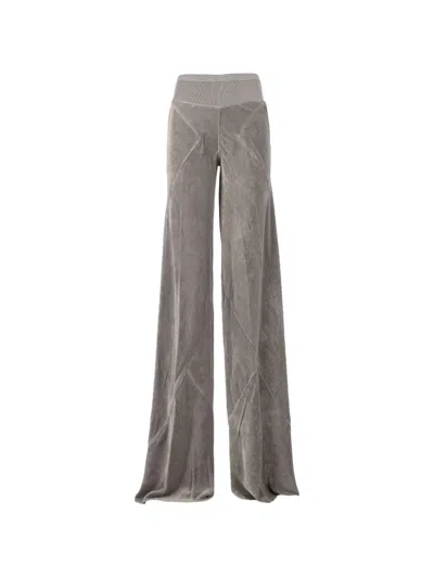 Rick Owens Bias Velvet-finish Flared Trousers In Purple