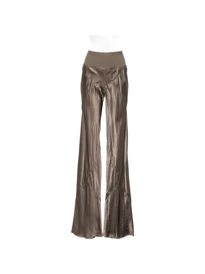 Rick Owens Bias Wide Leg Trousers In Brown
