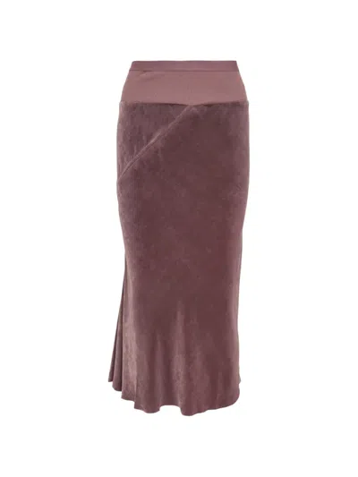 Rick Owens Bias-cut Velvet Midi Skirt In Purple