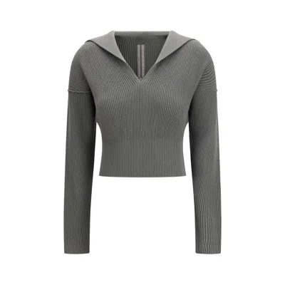 Rick Owens Bicolor Fleece Wool Sweatshirt In Gray