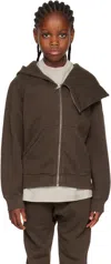 Rick Owens Big Kids Gray Concordians Mountain Hoodie In Brown