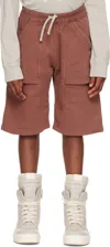 Rick Owens Big Kids Pink Concordians Pods Shorts In Brown