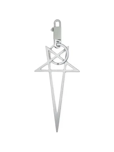 Rick Owens Big Pentagram Keyring In Purple