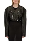 Rick Owens Micro Biker Black Lamb Leather Jacket
