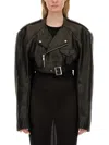 Rick Owens Micro Biker Black Lamb Leather Jacket In Black