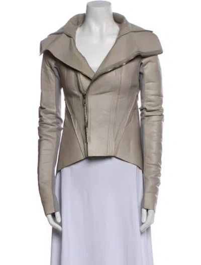 Pre-owned Rick Owens Biker Jacket W/ Tags In Neutral