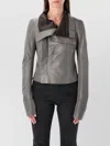 Rick Owens Biker Jacket With Long Sleeves And Collar In Gray