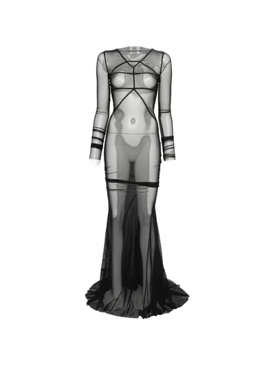 Rick Owens Mini Dress With Elegant Stretch Fabric In Black