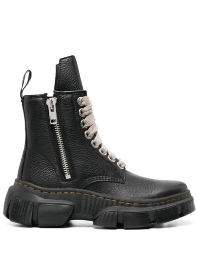 RICK OWENS BLACK 1460 LEATHER BOOTS