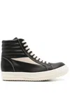 Rick Owens Vintage Suede-trimmed Leather High-top Sneakers In Black