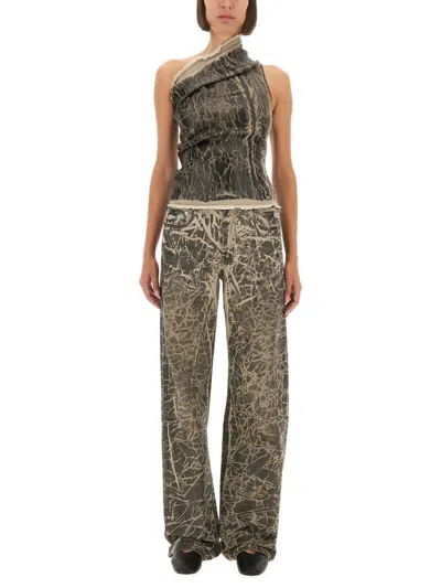 Rick Owens Black Abstract One Shoulder Top In Gray