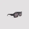 Rick Owens Geometric Black Sunglasses With Bold Silhouette In Black