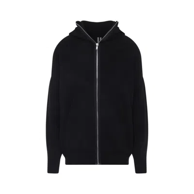 Rick Owens Black Alpaca Gimp Hoodie In Blue