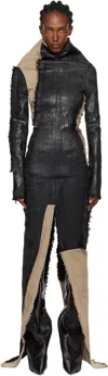 Rick Owens Black & Beige Concordians Etna Denim Maxi Dress In Black