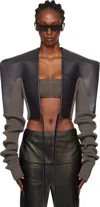 Rick Owens Black & Gray Concordians Tight Leather Jacket In Multi