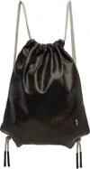 Rick Owens Black & Off-white Concordians Drawstring Backpack In Black