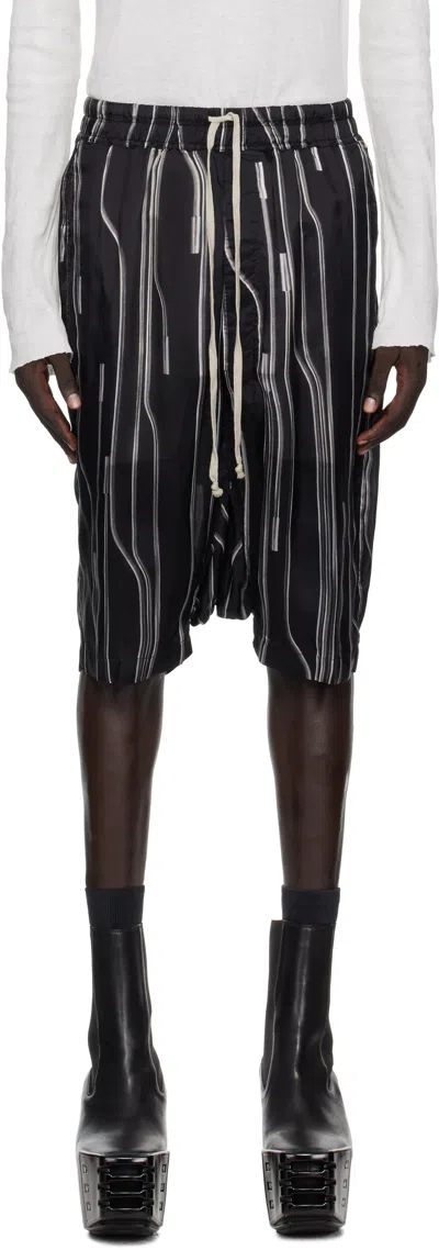 Rick Owens Black & Off-white Concordians Rick's Pods Shorts