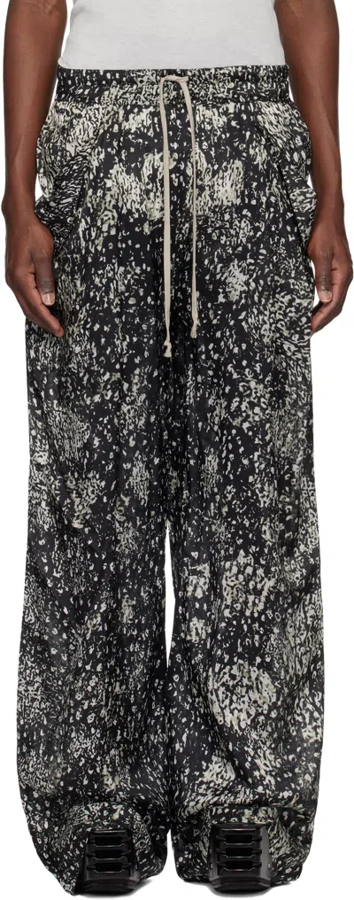 Rick Owens Black & Off-white Hollywood Lido Trousers In 0908 Black/pearl