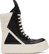 Rick Owens Mega Geobaskets High-top Sneakers In 911 Black/milk/milk