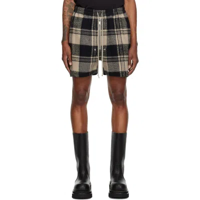 Rick Owens Black & Off-white Tower Bela Boxers Shorts In Multi
