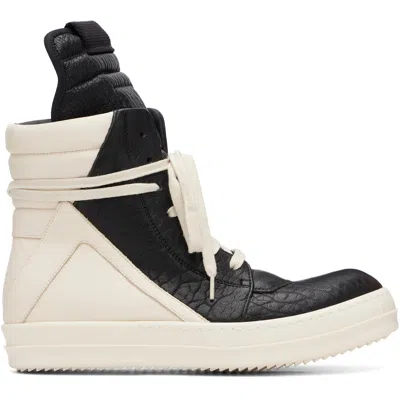 Rick Owens Black & Off-white Tower Geobasket Sneakers In Multi