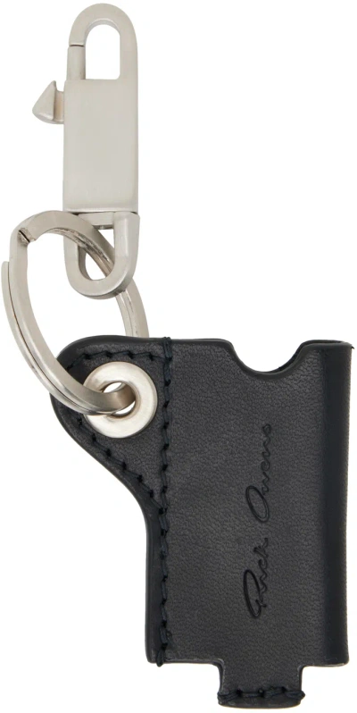Rick Owens Black & Silver Mini Lighter Holder Keychain In Metallic