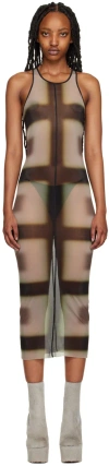Rick Owens Black & Taupe Tank Maxi Dress In 09p2 Black Lido Prin