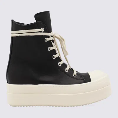 Rick Owens Black And White Leather Sneakers
