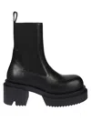 Rick Owens Beatle Leather Platform Chelsea Boots In Black