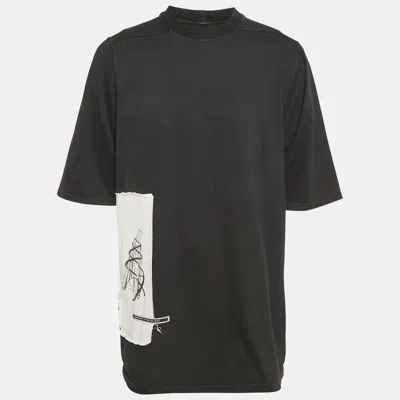 Pre-owned Rick Owens Black Applique Detail Cotton Knit Oversized T-shirt M