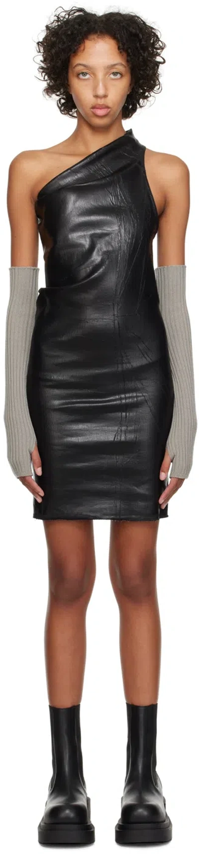 Rick Owens Black Athena Denim Minidress In 09 Black