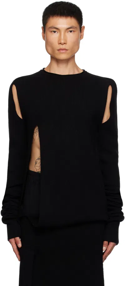 Rick Owens Black Banana Long Sleeve Sweater In 09 Black