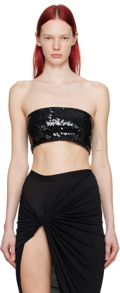 Rick Owens Black Bandeau Tube Top In 0909 Black/black