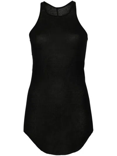 RICK OWENS BLACK BASIC RIBBED TANK TOP