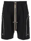 Rick Owens Bermuda Shorts With Elastic Waistband And Zipper Accents In Black