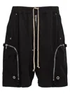 Rick Owens Bermuda Shorts With Elastic Waistband And Zipper Accents In Black