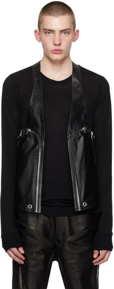 Rick Owens Black Bauhaus Denim Waistcoat In 09 Black