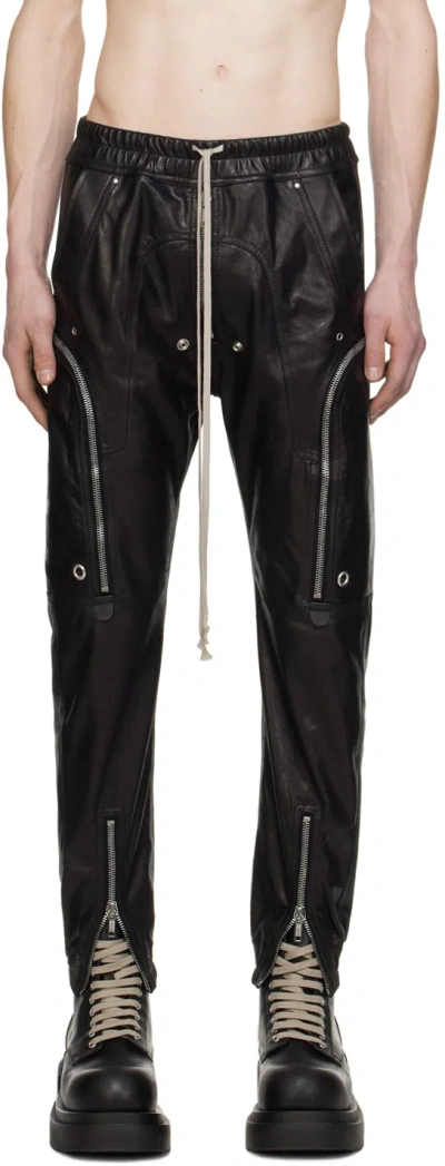 Rick Owens Black Bauhaus Leather Trousers In 09 Black