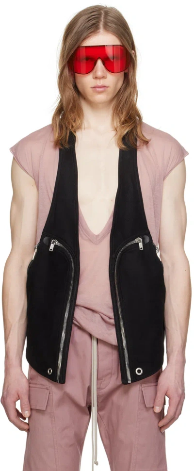 Rick Owens Leather Utility Vest In 09 Black
