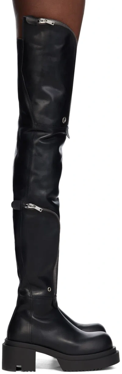 Rick Owens Black Bauhaus Wader Bogun Boots In 09 Black