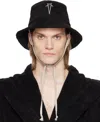Rick Owens Black Beach Bucket Hat In 0908 Black/pearl