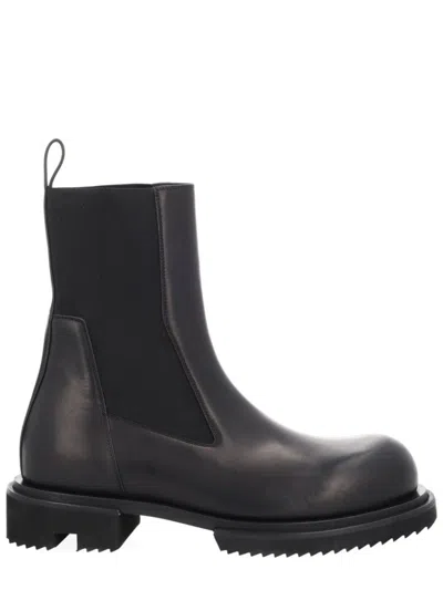 Rick Owens Black Beatle Gabe Ridged Sole Boots